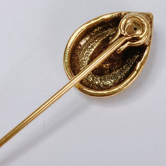 VTG 1970s Gold Tone Stick Pin With Turquoise Glass Cabochon Mid Century Revival - Picture 7 of 10